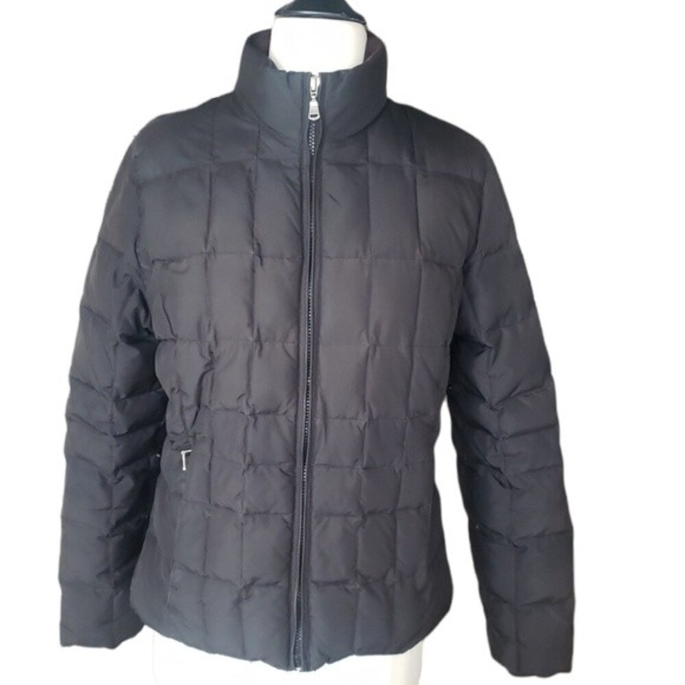 Eddie Bauer Premium Goose Down Quilted Coat Womens S Lightweight Black Winter